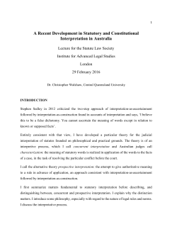 A Recent Development in Statutory and Constitutional Interpretation