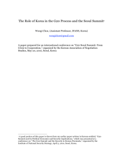 The Role of Korea in the G20 Process and the Seoul Summit