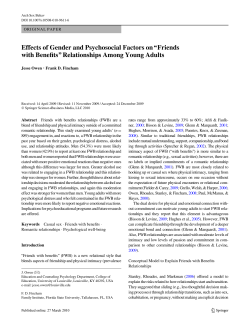 Effects of Gender and Psychosocial Factors on``Friends with Benefits