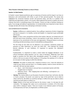 Title of Session: Embracing Tension as a Key to Fitness Speaker: Dr