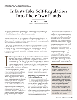 Infants Take Self-Regulation Into Their Own Hands
