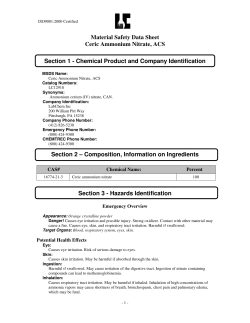Material Safety Data Sheet Ceric Ammonium Nitrate, ACS