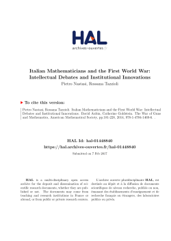 Italian Mathematicians and the First World War: Intellectual