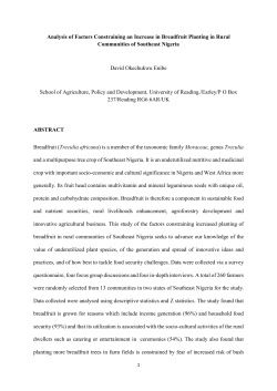 Analysis of Factors Constraining an Increase in Breadfruit Planting