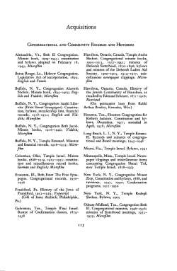 Acquisitions - American Jewish Archives