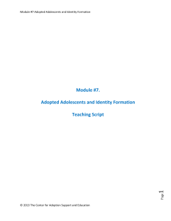 Module #7. Adopted Adolescents and Identity Formation Teaching