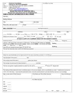 Registration of Existing Well - Colorado Division of Water Resources