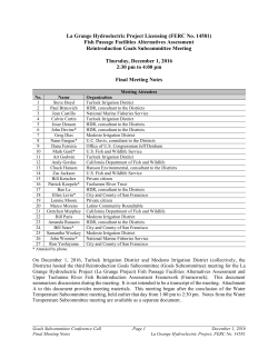 La Grange Hydroelectric Project Licensing (FERC No. 14581) Fish
