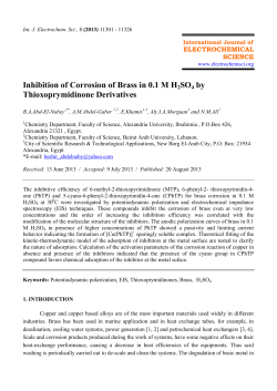 Inhibition of Corrosion of Brass in 0.1 M H2SO4 by