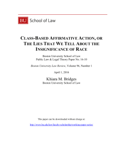 Class-Based Affirmative Action, or the