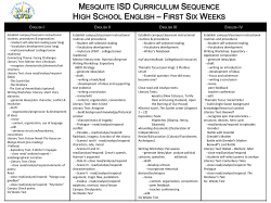 Mesquite ISD Curriculum Sequence Kindergarten &ndash; First Reporting