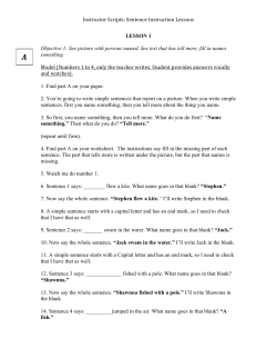 Instructor Scripts: Sentence Instruction Lessons LESSON 1