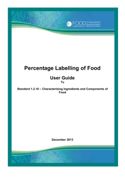 Percentage Labelling of Food - Food Standards Australia New