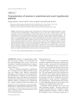 Characteristics of anemia in subclinical and overt - J