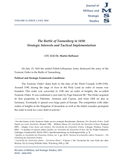 The Battle of Tannenberg in 1410 - Journal of Military and Strategic