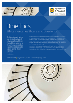 Bioethics - University of Otago