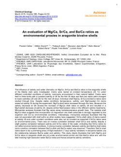An evaluation of Mg/Ca, Sr/Ca, and Ba/Ca ratios - Archimer