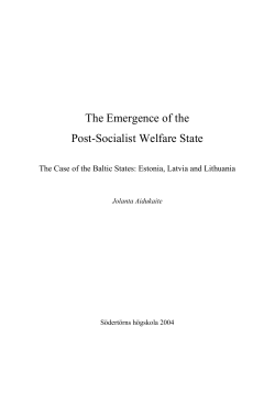 The Emergence of the Post-Socialist Welfare State