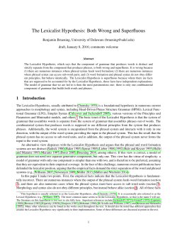 The Lexicalist Hypothesis: Both Wrong and Superfluous