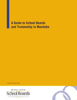 A Guide to School Boards and Trusteeship in Manitoba