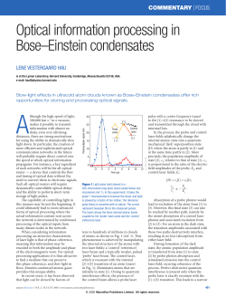 Optical information processing in Bose&ndash;Einstein condensates