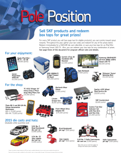 Sell SKF products and redeem box tops for great prizes!