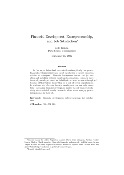 Financial Development, Entrepreneurship, and Job Satisfaction!