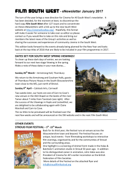 FILM SOUTH WEST - eNewsletter January 2017