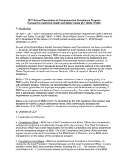 Annual Description of Comprehensive Compliance Program