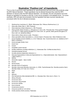 Illustrative &ldquo;Positive List&rdquo; of Ingredients