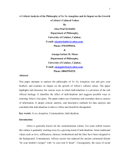 1 A Critical Analysis of the Philosophy of Ya Na Anmgbian and its