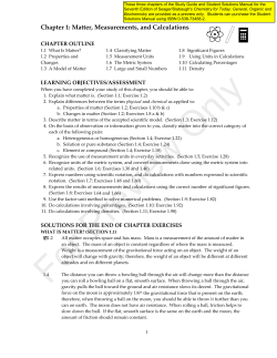 Chapter 1: Matter, Measurements, and Calculations