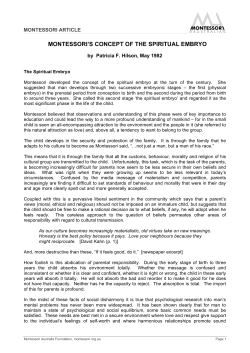 montessori`s concept of the spiritual embryo