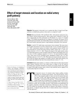 Effect of target stenosis and location on radial artery graft patency