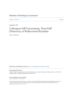 Cyberspace Self-Government - Berkeley Law Scholarship Repository