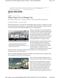 China Tops U.S. in Energy Use!