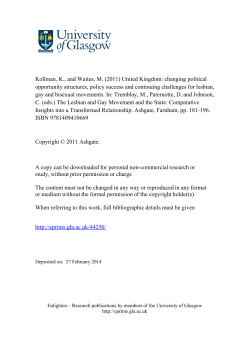 The Gay and Lesbian Movement in the UK: Changing Political