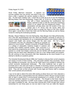 August 19th - City of Roseburg