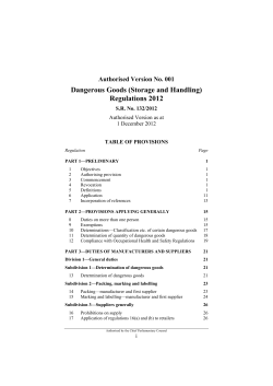 Dangerous Goods (Storage and Handling) Regulations 2012
