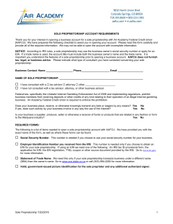 Sole Proprietorship Checklist - Air Academy Federal Credit Union