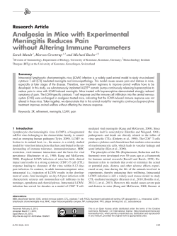 Analgesia in Mice with Experimental Meningitis Reduces
