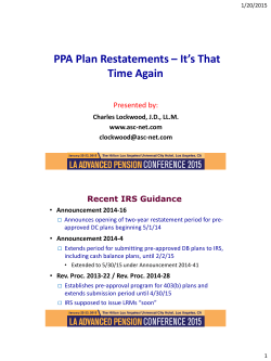 PPA Plan Restatements &ndash; It`s That Time Again