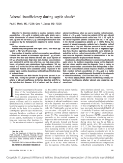 Adrenal insufficiency during septic shock
