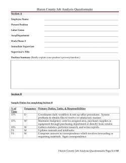 Huron County Job Analysis Questionnaire
