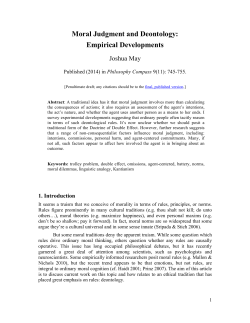 Moral Judgment and Deontology: Empirical Developments