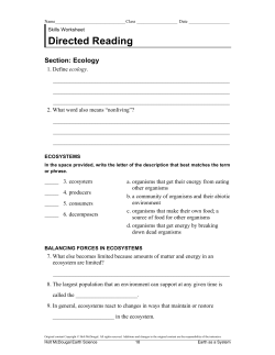 Directed Reading Section: Ecology