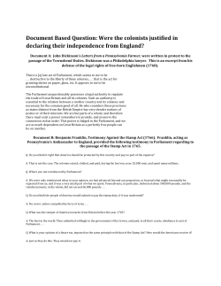 Document Based Question: Were the colonists justified in declaring