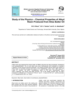 Chemical Properties of Alkyd Resin Produced from Shea Butter Oil