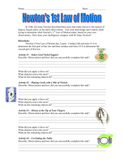 Name: Hour: In 1686, Sir Isaac Newton described three laws that rel