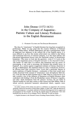 John Donne (1572-1631) in the Company of Augustine : Patristic